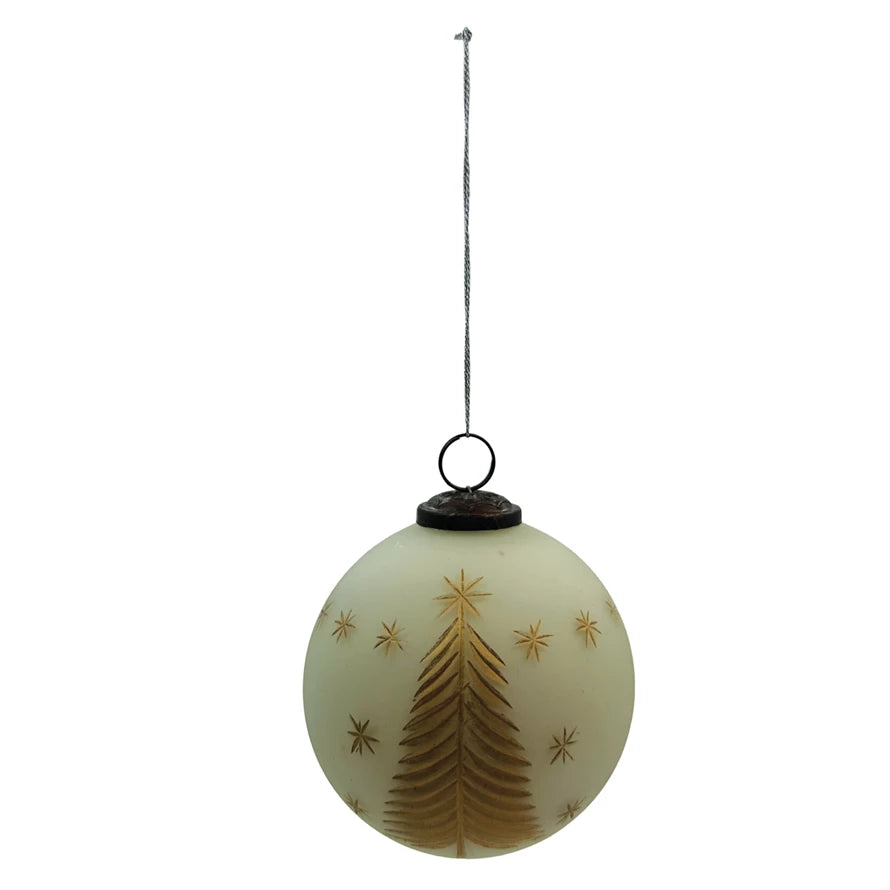 Etched Trees & Stars Ornament